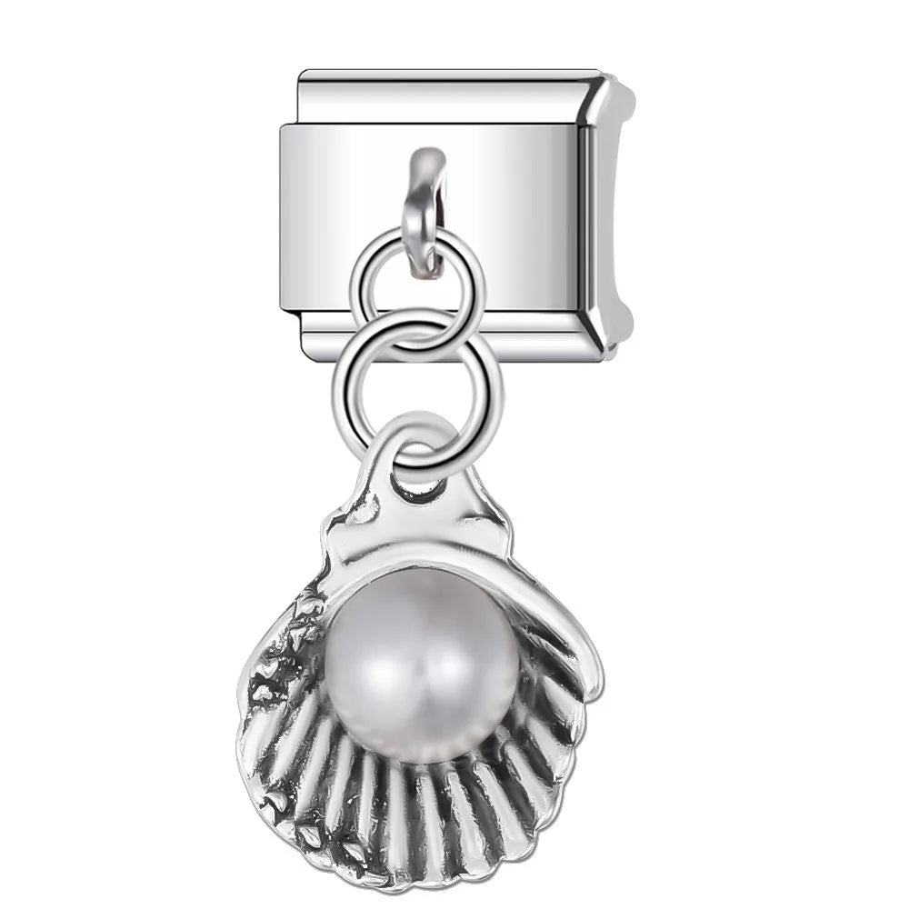 Charm colgante plateado de concha de mar