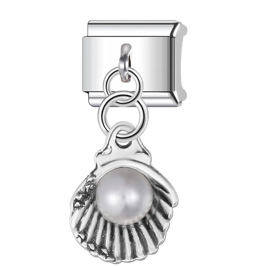 Charm colgante plateado de concha de mar