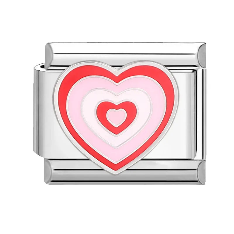 Charm plateado corazon rosa