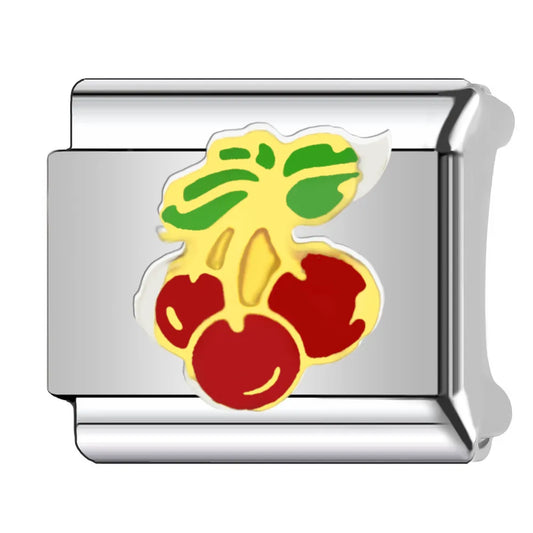 Charm plateado cerezas