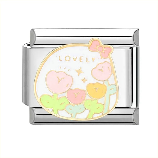 Charm plateado flores lovely