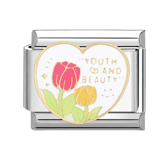 Charm plateado flores