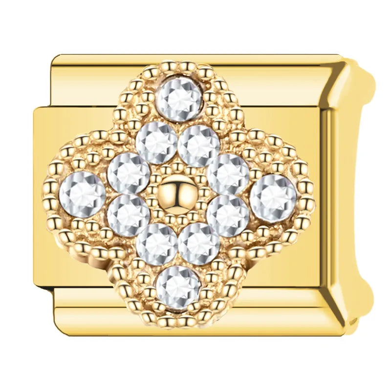Charm dorado VC trebol con brillos pequeños