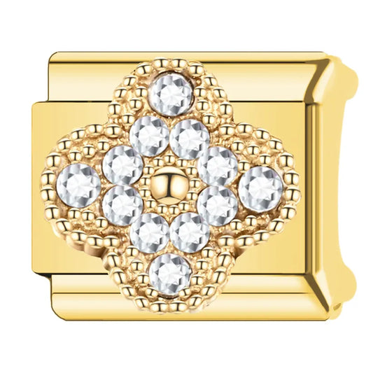 Charm dorado VC trebol con brillos pequeños