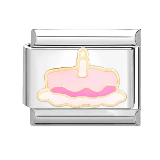 Charm plateado pastel de cumpleaños