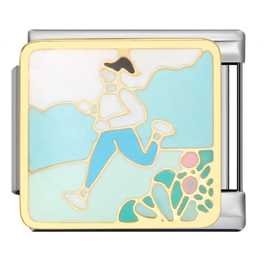 Charm plateado girl running