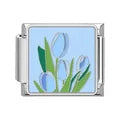 Charm plateado tulipan azul