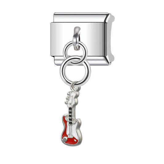 Charm plateado colgante guitarra electrica