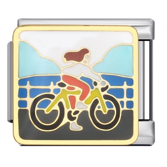 Charm plateado girl cycling