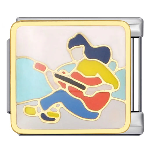 Charm plateado girl playing guitar