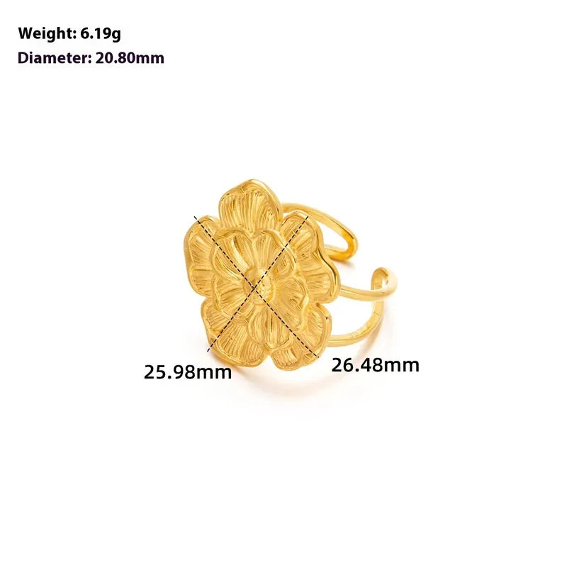 Anillo flor chunky dorado