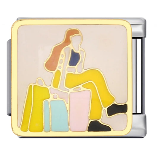 Charm plateado girl shopping