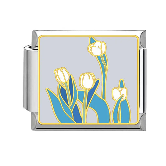Charm plateado tulipanes blancos
