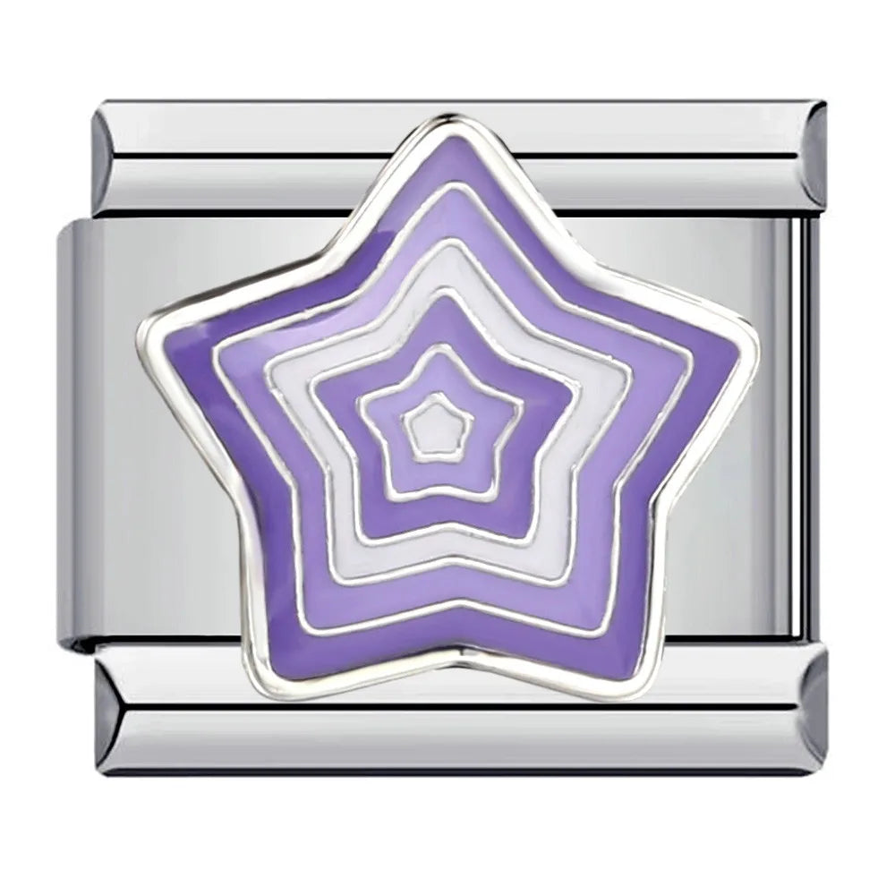 Charm plateado estrella morada