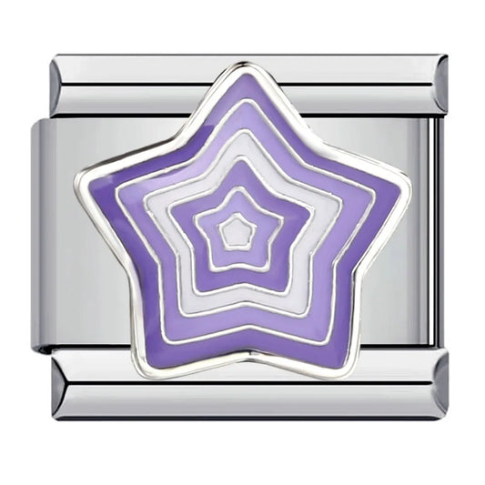 Charm plateado estrella morada
