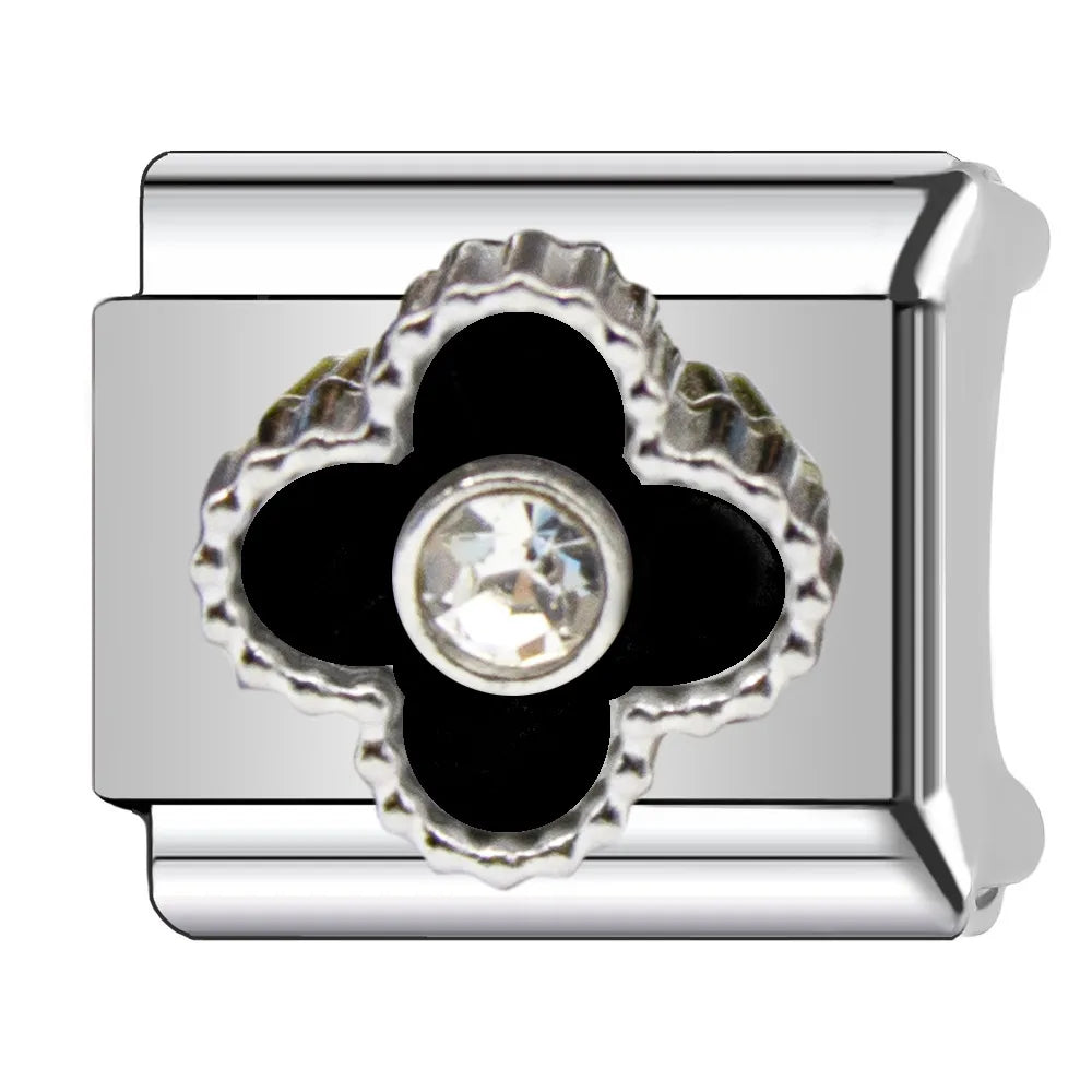 Charm plateado VC negro