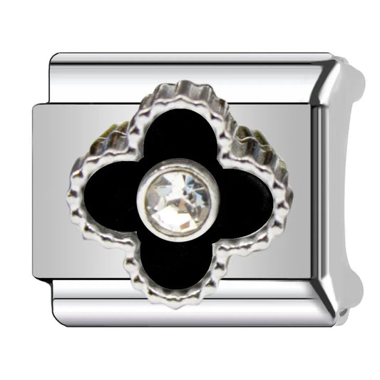 Charm plateado VC negro