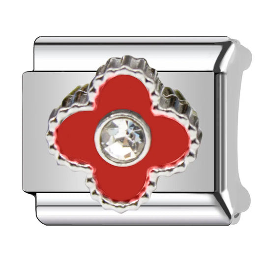 Charm plateado VC rojo