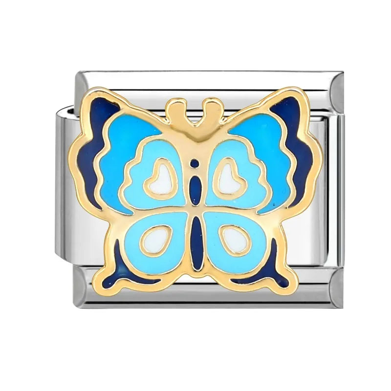 Charm plateado mariposa azul