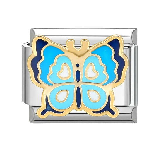 Charm plateado mariposa azul