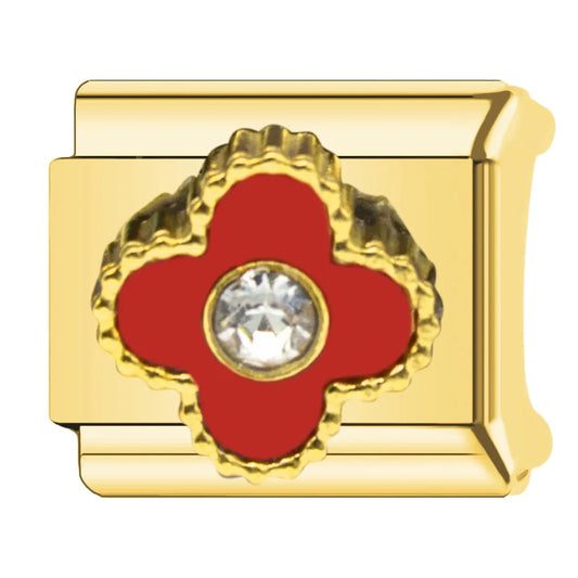 Charm dorado VC rojo