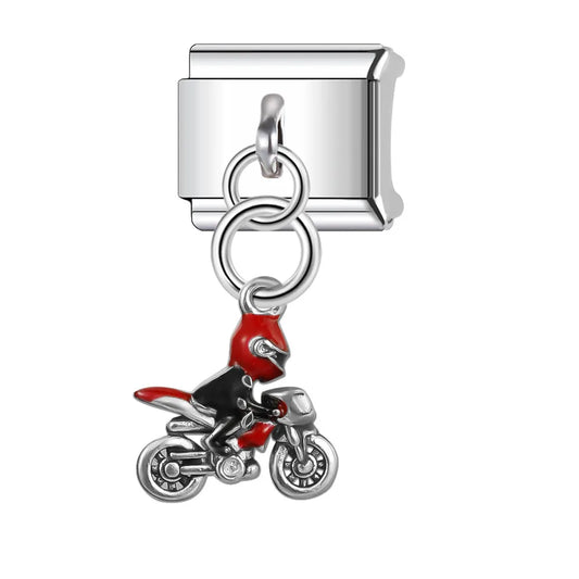 Charm colgante plateado moto