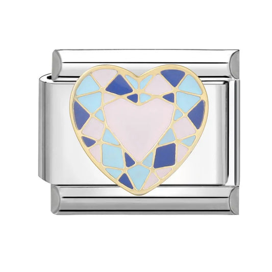 Charm plateado corazon colores morados
