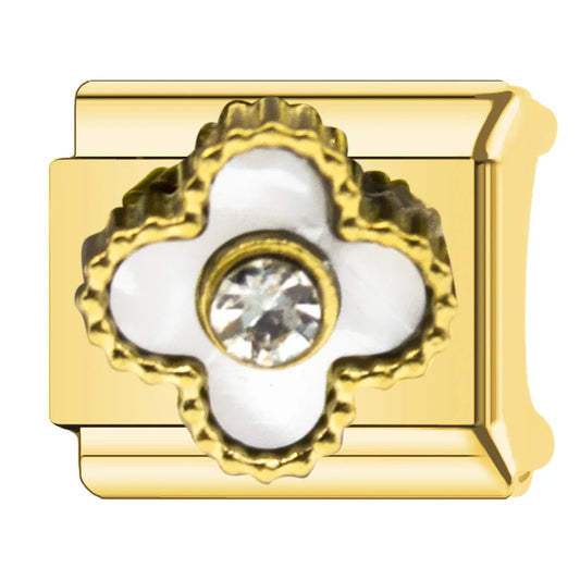 Charm dorado VC blanco