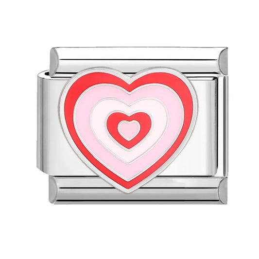 Charm plateado corazon rosa