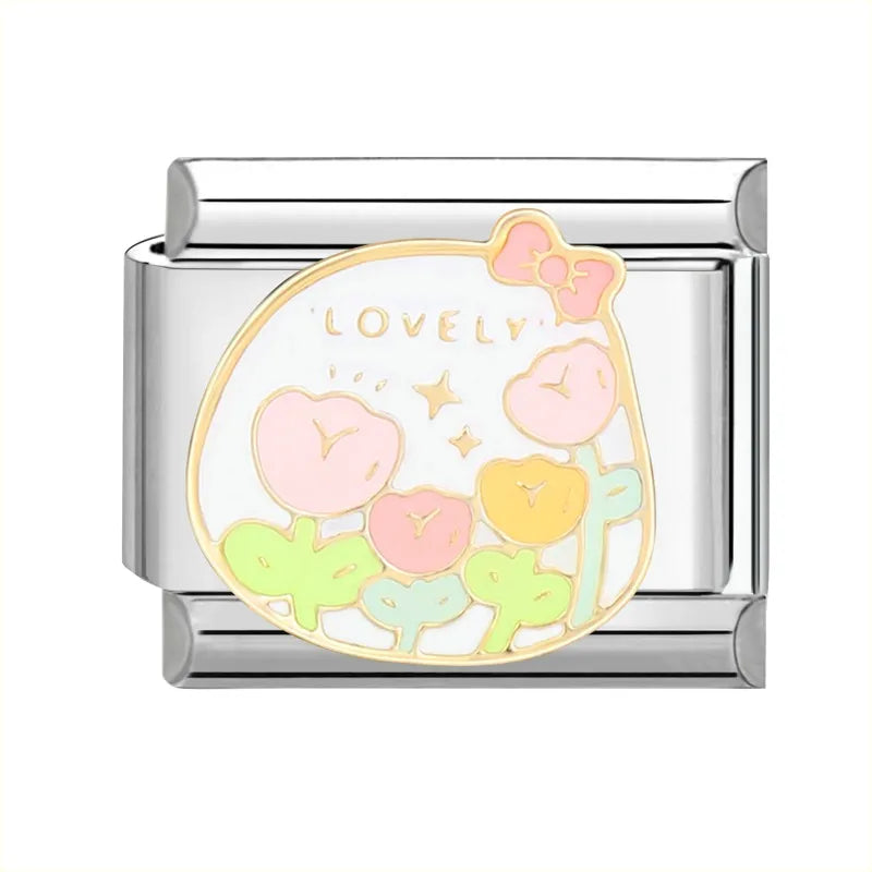 Charm plateado flores lovely