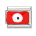 Charm plateado ojito rojo