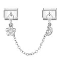 Charm doble colgante luna y flor