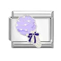 Charm plateado flores moradas