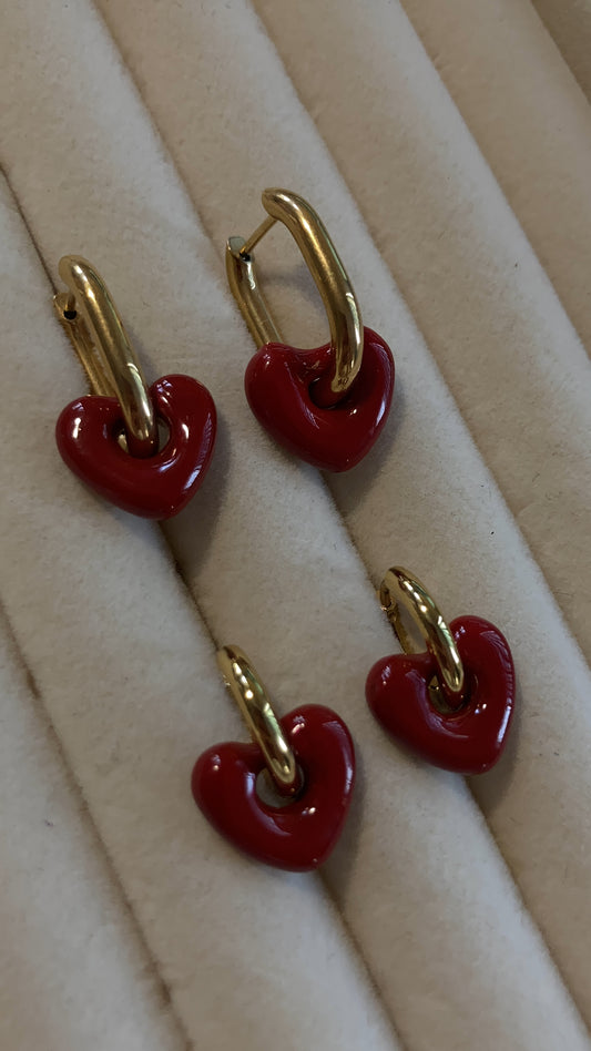 Arracadas Corazon Rojo