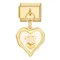 Charm colgante dorado flor corazon