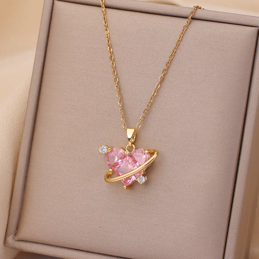 Collar corazon planeta rosita