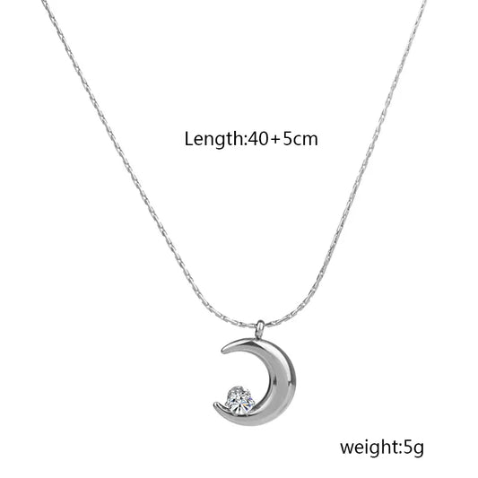 Collar luna plateado