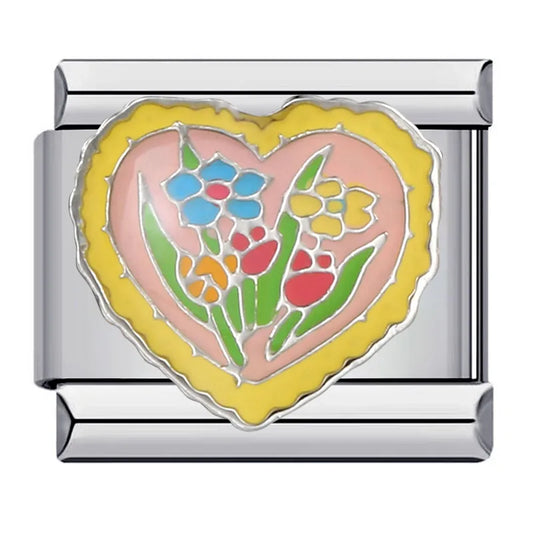 Charm plateado flores