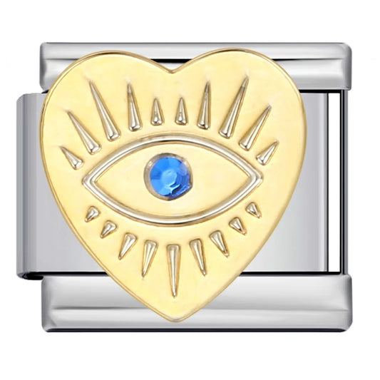 Charm plateado corazon de ojito