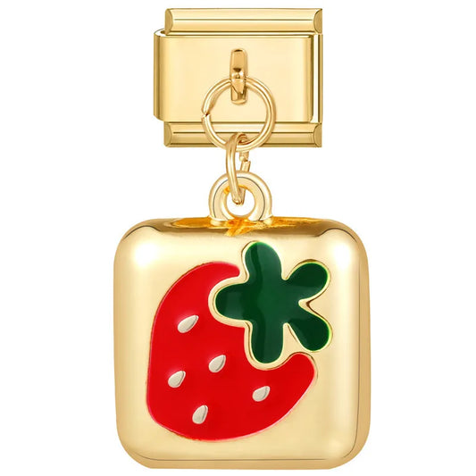 Charm dorado fresita colgante
