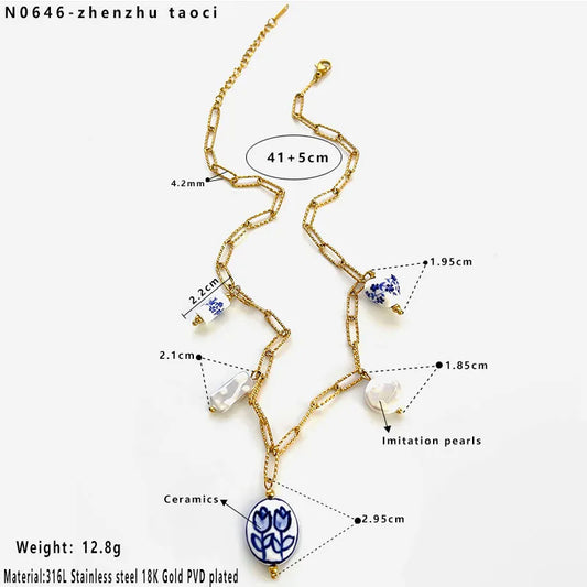Collar flores azules
