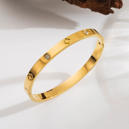Bangle trebol con brillos
