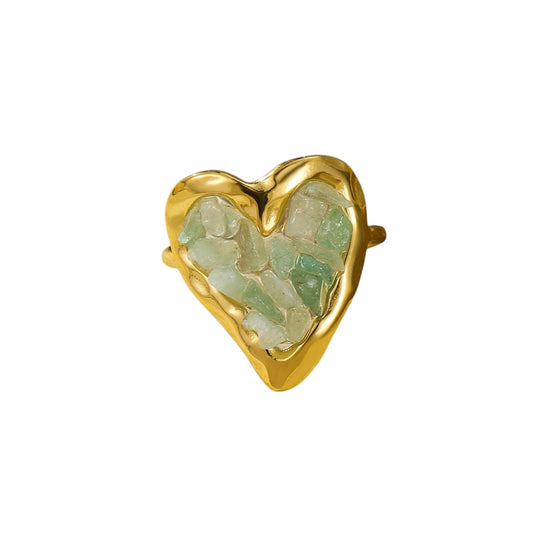 Anillo corazon cuarzo verde