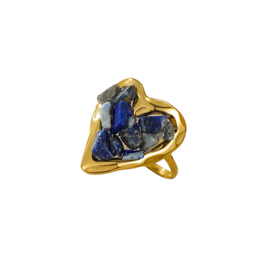 Anillo corazon cuarzo azul