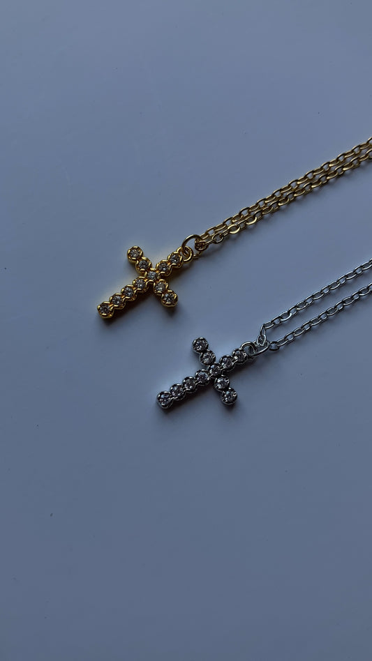Collar cruz de brillitos