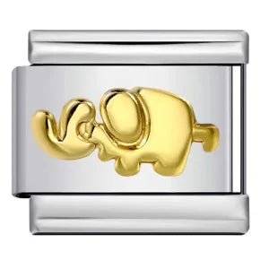 Charm plateado elefante dorado