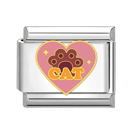 Charm plateado huellita cat