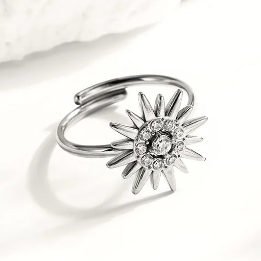 Anillo sol plateado