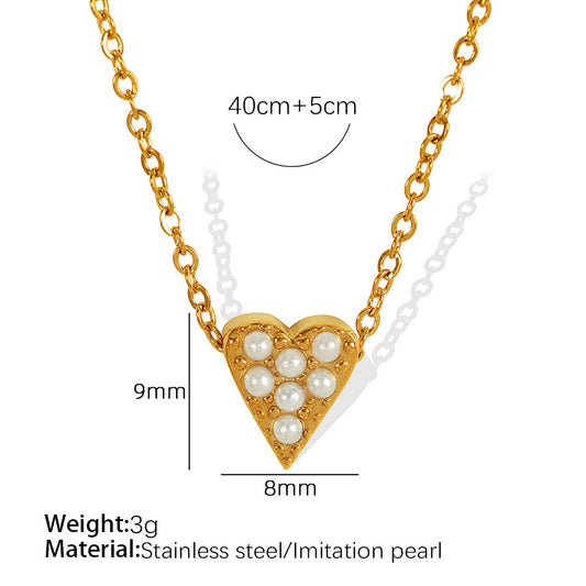 Collar de corazon de perlitas