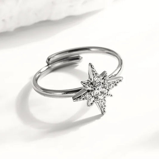 Anillo estrella plateado